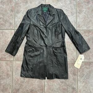 Vintage 90s deadstock ralph lauren leather trench coat